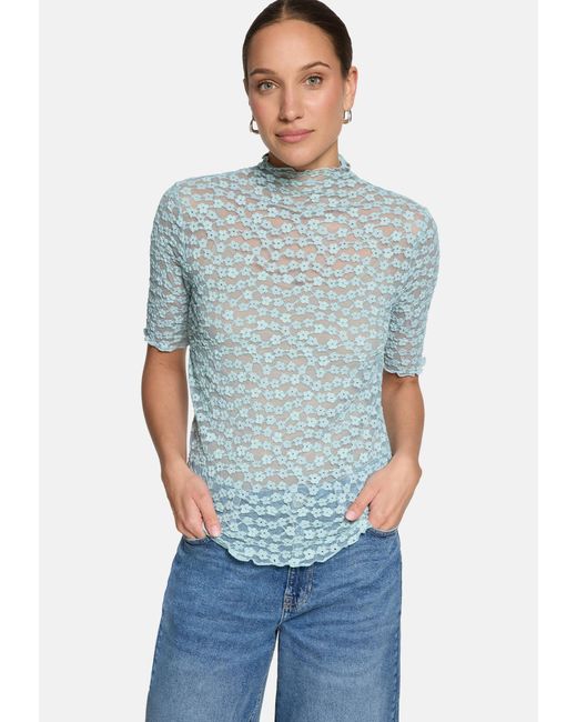 Zero Blue Spitzenshirt Kurzarm