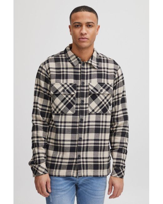11 Project Langarmhemd 'mattes' overshirt in Gray für Herren