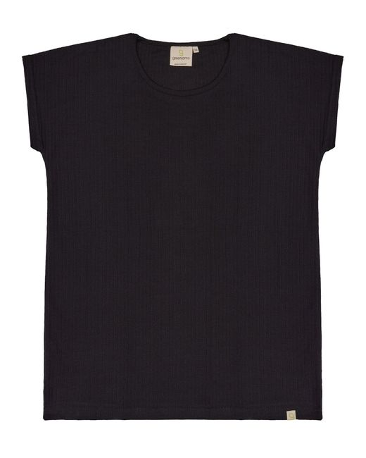greenjama Black Schlafshirt Lässiges T-Shirt Aus Derby-Rib