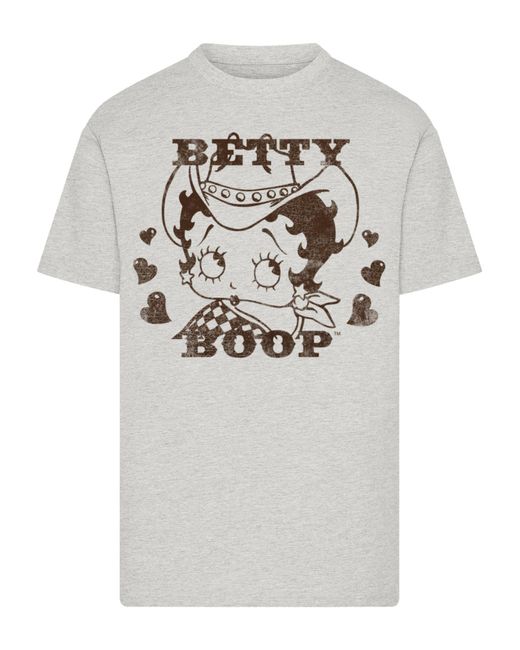 F4NT4STIC T-Shirt Betty Boop Cowgirl in Gray für Herren