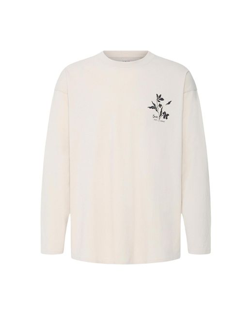 Solid Langarmshirt Sdamon Oversized in White für Herren