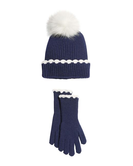 Love & Roses Blue Set: Mütze Und Handschuhe