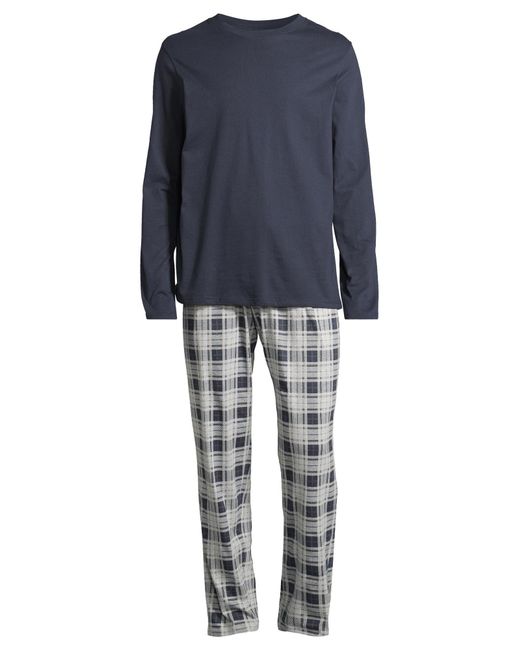 Schiesser Pyjama Lang Night & Home in Blue für Herren