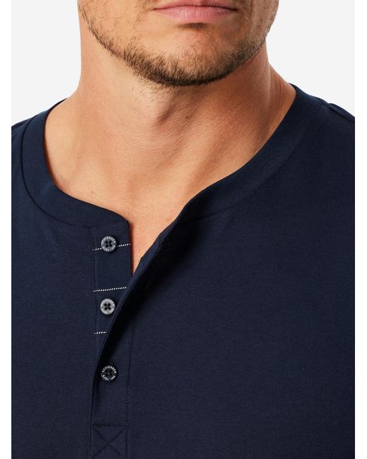 Schiesser Pyjama Lang Fine Interlock in Blue für Herren