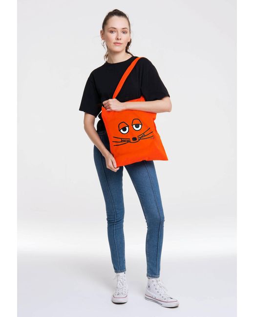 Logoshirt Orange Baumwolltasche Maus