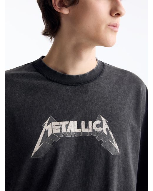 Pull&Bear T-shirt 'metallica tour' in Black für Herren