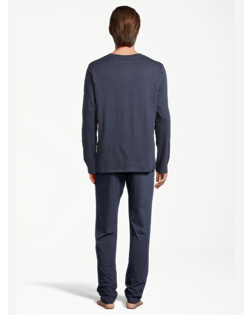 Schiesser Pyjama Lang Night & Home in Blue für Herren