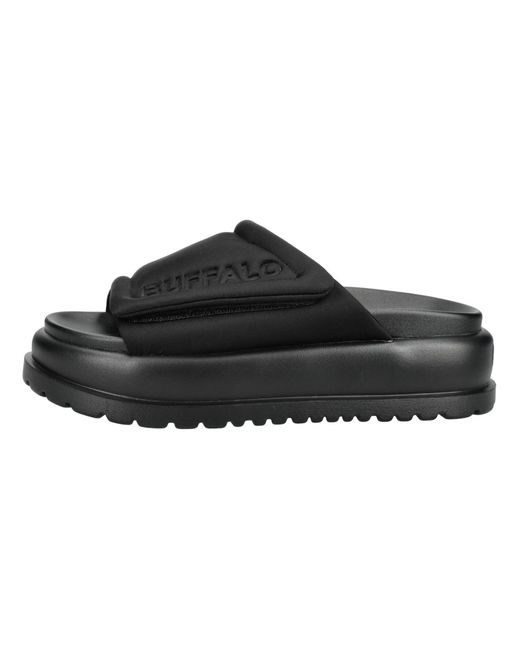 Buffalo Black Pantolette Palma Velcro