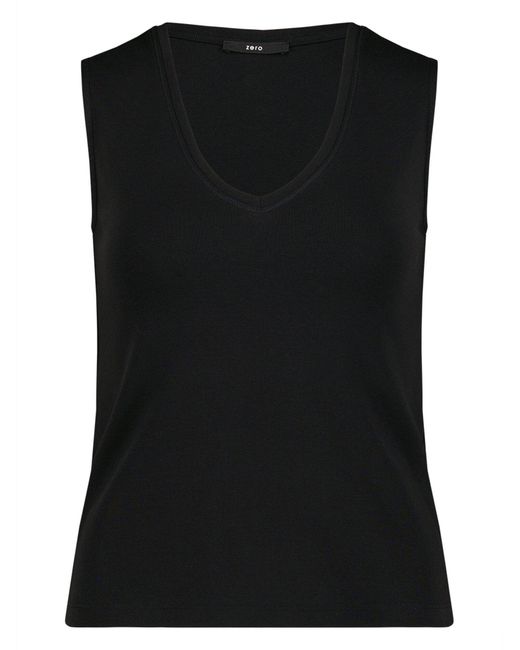 Zero Black Basic Shirt Mit V-Ausschnitt