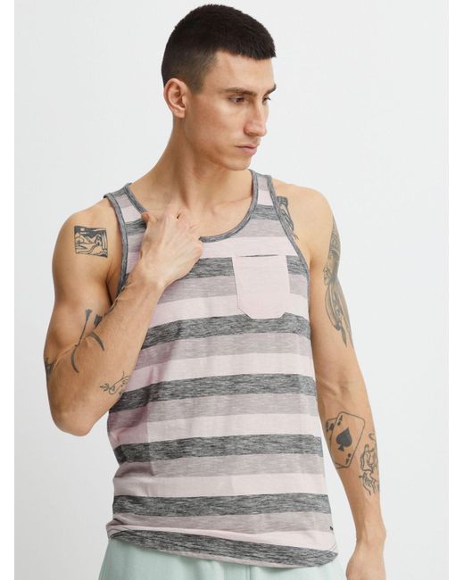 Solid Gestreiftes Tanktop Whicco Mit Brusttasche in Gray für Herren