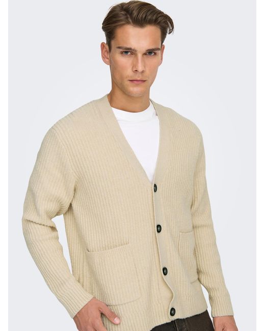 Only & Sons Strickjacke Onsframe in Natural für Herren
