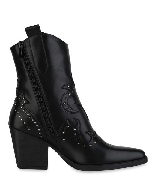 VAN HILL Black Cowboystiefel 'Serenity'