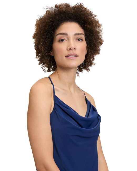Vera Mont Blue Abendkleid Mit Wasserfallausschnitt