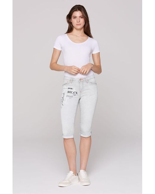 SOCCX White Jeans Shorts Ro:My Regular Fit