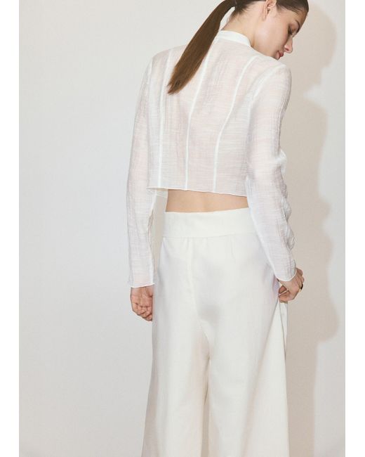 Mango White Bluse Mandarin
