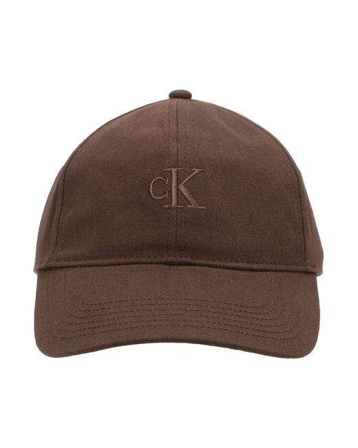 Calvin Klein Brown Cap Ck Monogram Tonal Embroidery Baseball