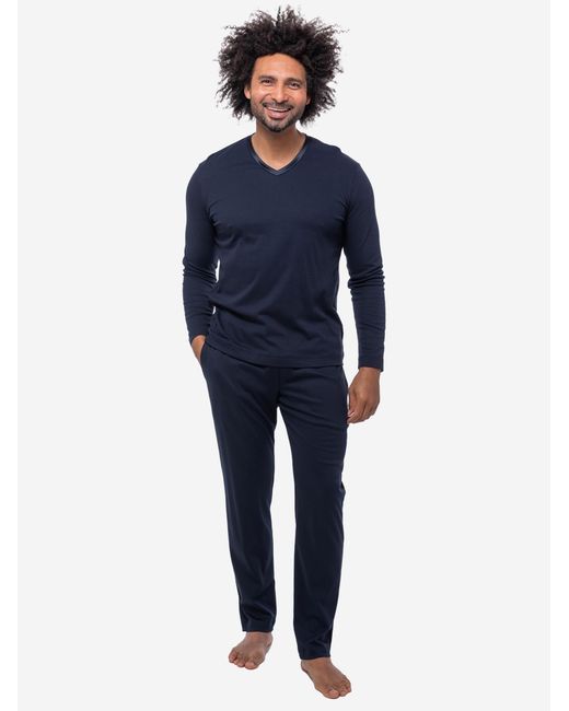Mey Pyjama Lang Aarhus in Blue für Herren