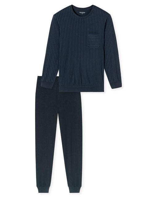 Schiesser Pyjama Lang Comfort Essentials in Blue für Herren