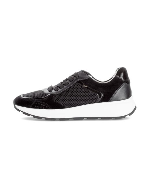 Gabor Black Keilsneaker, Freizeitschuh, Halbschuh, Schnürschuh, Kontrastbesatz an der Ferse