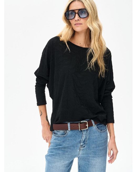 Blue Shadow Black Bluse