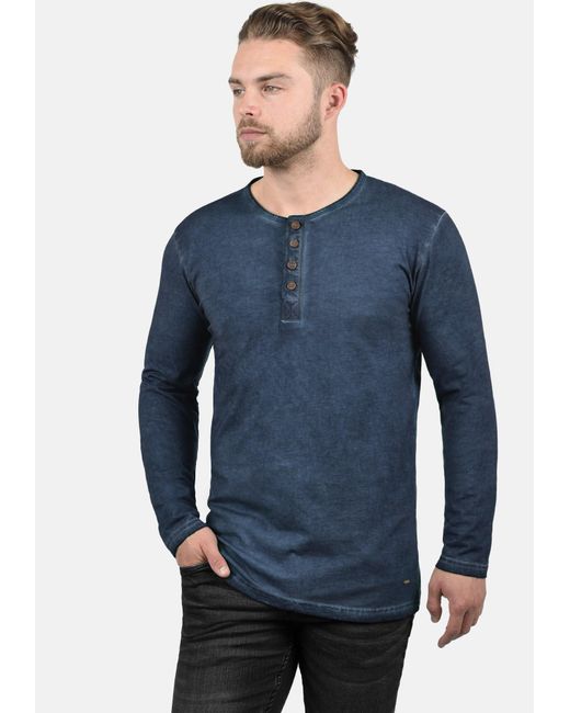 Solid Langarmshirt Timur in Blue für Herren