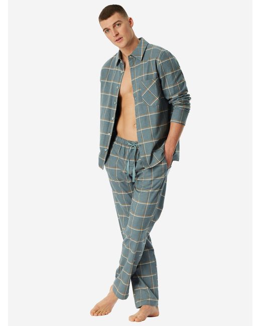 Schiesser Pyjama Selected Premium Warming in Blue für Herren