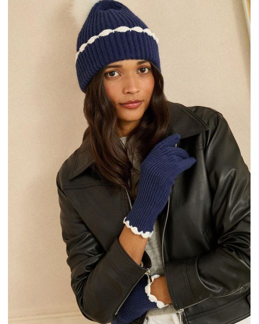 Love & Roses Blue Set: Mütze Und Handschuhe