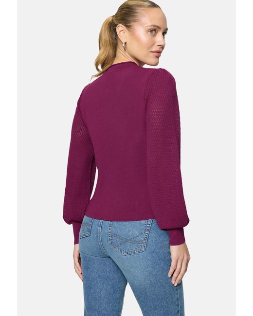 Zero Purple Feinstrickpullover Mit Puffärmeln
