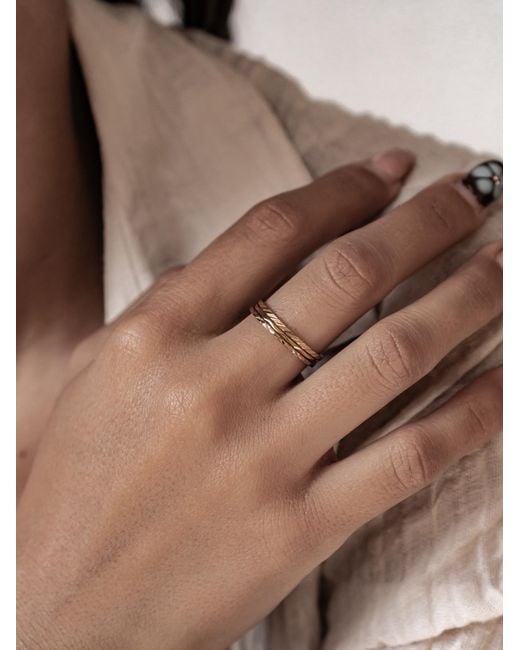 Hey Happiness Metallic Ring Twist Stack
