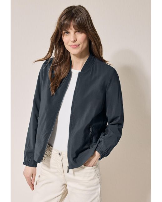 Cecil Blue Blouson Mit Feiner Struktur