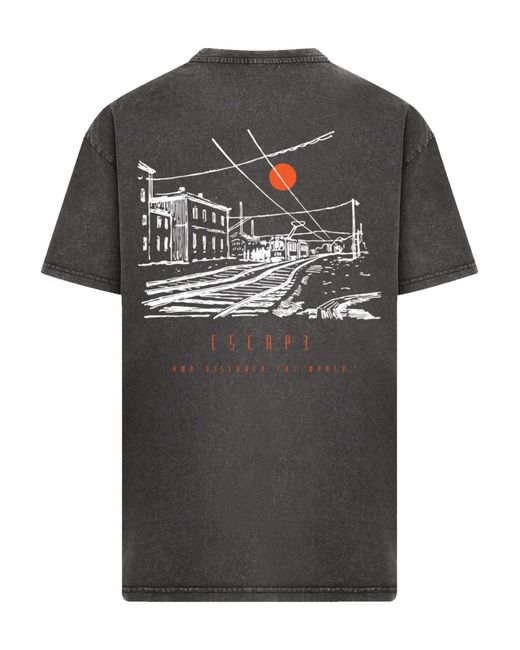 F4NT4STIC T-Shirt Escape Discover The World Town Train Station in Black für Herren