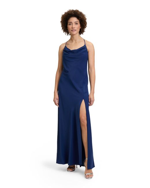 Vera Mont Blue Abendkleid Mit Wasserfallausschnitt