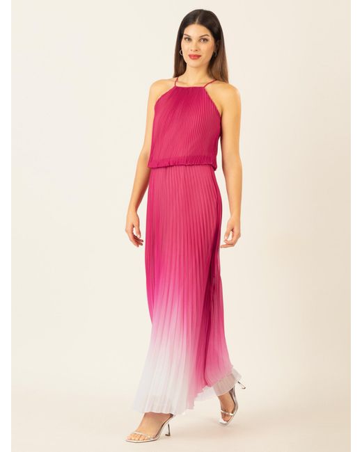 Apart Pink Langes Plisseekleid