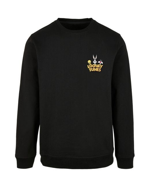 F4NT4STIC Sweatshirt Looney Tunes Group Faux Pocket in Black für Herren