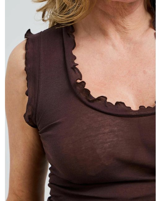Seamless Basic Brown Top Flounce
