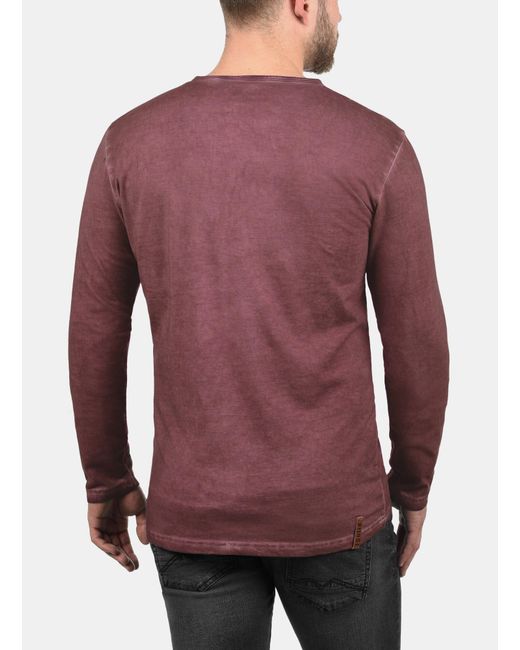 Solid Rundhalsshirt 'timur' in Red für Herren