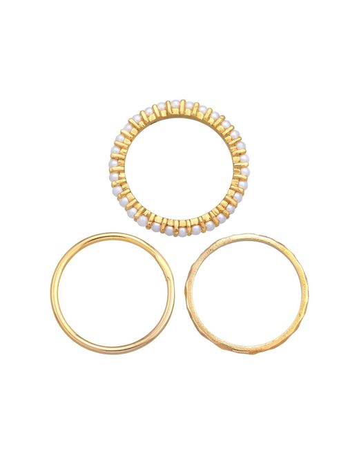 Elli Jewelry Metallic Ring Set Pearl