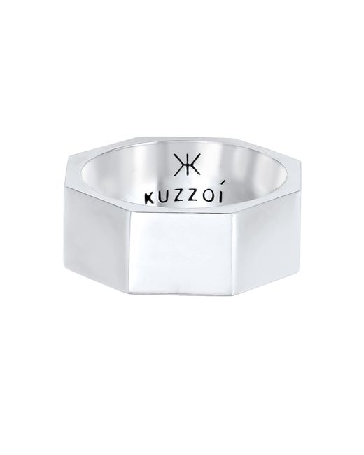 Kuzzoi Ring Hexagon in Metallic für Herren