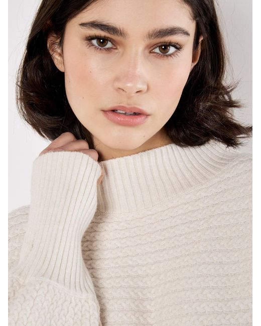 Apricot White Twisted Cable Knit Batwing Jumper