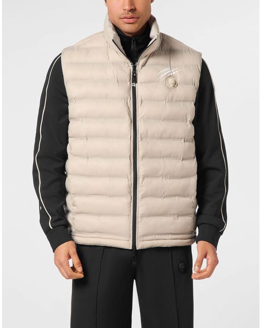 Philipp Plein Puffer Jacket Vest Shanghai in Natural für Herren