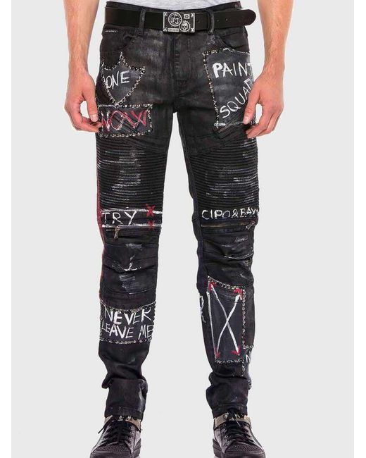 Cipo & Baxx Jeans Mit Dicken Ziernähten Und Vielseitigen Prints in Blue für Herren