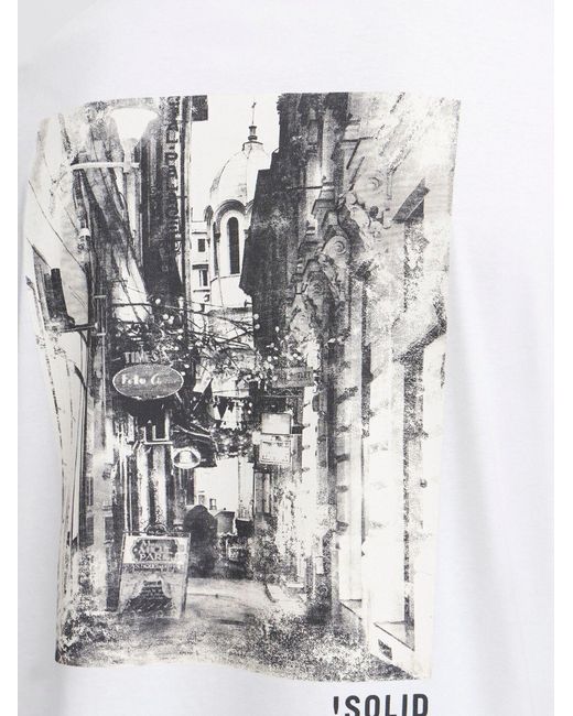 Solid Rundhalsshirt Sdbilo Mit Backprint in White für Herren