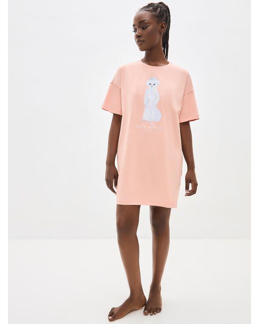 CAT by maniita lacitta Pink Shirtkleid Mit Katzenprint Spa Cat