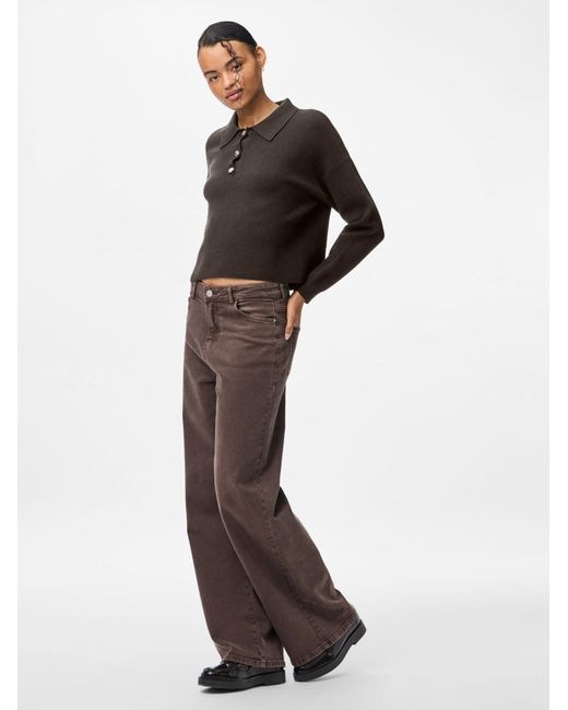 Pieces Brown Pullover