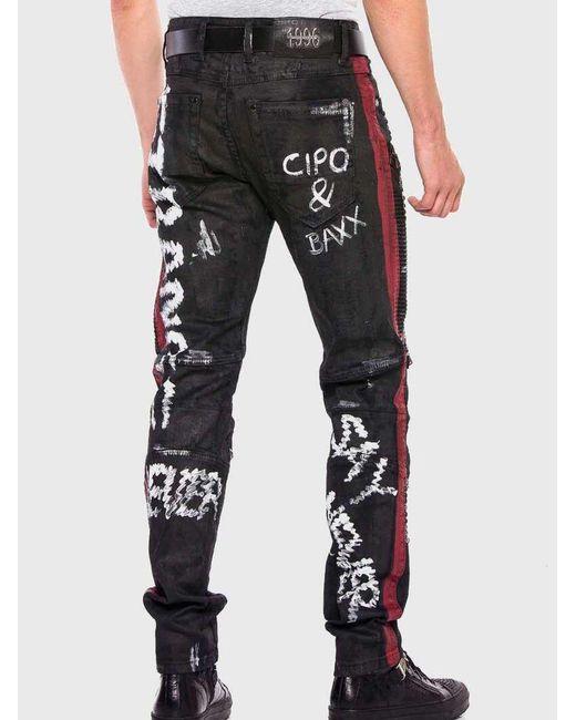 Cipo & Baxx Jeans Mit Dicken Ziernähten Und Vielseitigen Prints in Blue für Herren