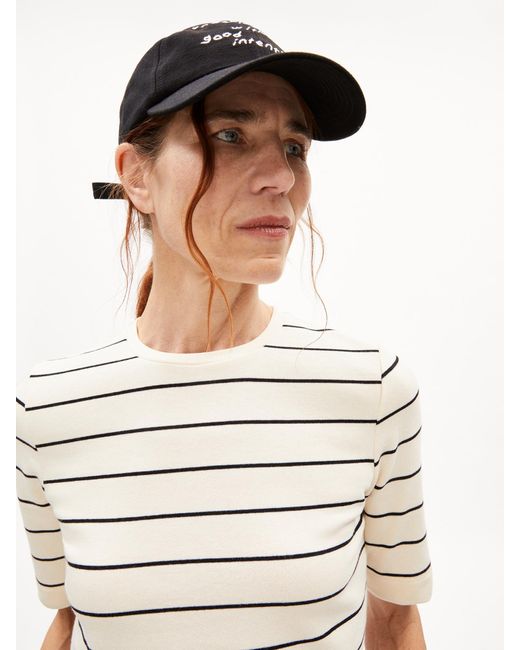 ARMEDANGELS White T-Shirt Jaanisara Fine Stripe (Gots) (Ocs)