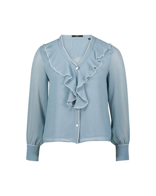 Zero Blue Chiffonbluse Mit Rüschen