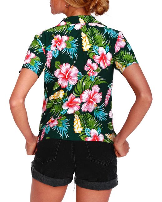 King Kameha Green Bluse Hibiscus New