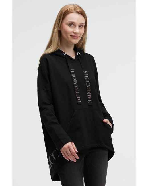 SOCCX Black Oversized Hoodie Mit Logo Print