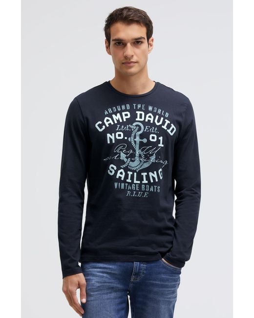 Camp David Longsleeve Mit Rubber Print Und Stickerei in Blue für Herren